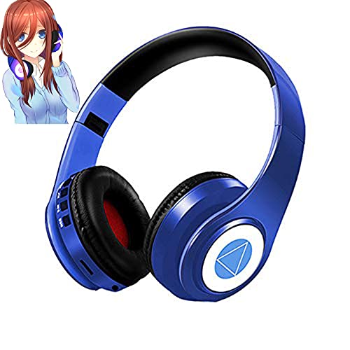 Nakano Miku Bluetooth Headphones, Hi-Fi Stereo Wireless Over Ear Headphones with Built-in Mic, The Quintessential Quintuplets Manga Cartoon Cosplay Prop for Family Leisure, Party, Travel – Blue | The Storepaperoomates Retail Market - Fast Affordable Shopping