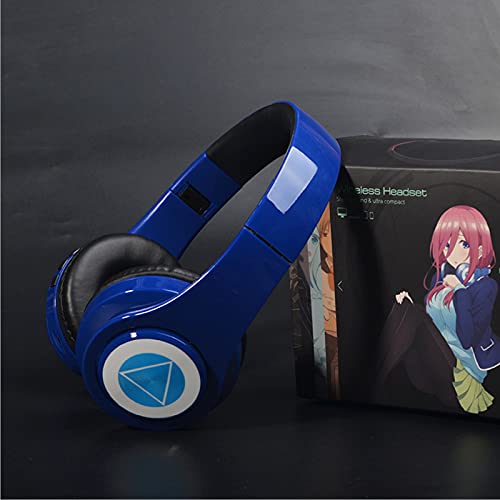 Nakano Miku Bluetooth Headphones, Hi-Fi Stereo Wireless Over Ear Headphones with Built-in Mic, The Quintessential Quintuplets Manga Cartoon Cosplay Prop for Family Leisure, Party, Travel – Blue | The Storepaperoomates Retail Market - Fast Affordable Shopping