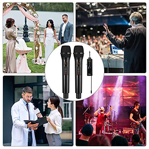 PROZOR Wireless Microphone with Volume Treble Bass Echo Control, Dual UHF Wireless Handheld Dynamic Mic System with Rechargeable Receiver for Karaoke Machines, DJ, Singing, Church, Weddings etc | The Storepaperoomates Retail Market - Fast Affordable Shopping