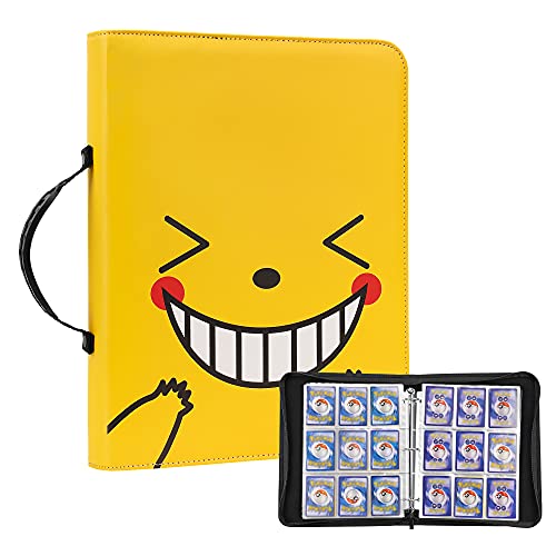 Minahao 9-Pocket Cards Binder,Trading Cards Album, Card Collection Book Compatible with PM Cards/Baseball Cards/Yugioh Cards/and Other Card Games – 720 Cards Can Be Collected(Yellow)
