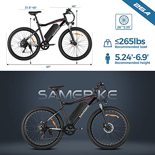 SAMEBIKE Electric Mountain Bike 500W 26 inch Motor Ebike for Adult 25 Mph Electric Bicycles with 48V 12.5Ah Removable Battery, Shimano 7 Speed and Rear Fender | The Storepaperoomates Retail Market - Fast Affordable Shopping