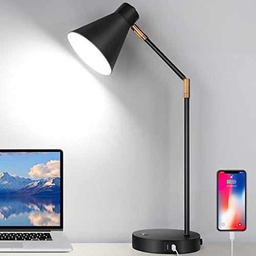 LED Desk Lamp with USB Charging Port, Swing Arm Lamp, 3 Color Modes Fully Dimmable, Touch Control Black Metal Architect Drafting Table Lamp, Eye-Caring Task Lamp for Bedside, Work, Office, Reading | The Storepaperoomates Retail Market - Fast Affordable Shopping