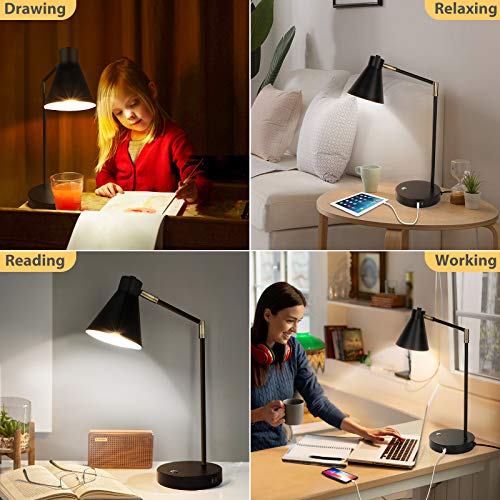 LED Desk Lamp with USB Charging Port, Swing Arm Lamp, 3 Color Modes Fully Dimmable, Touch Control Black Metal Architect Drafting Table Lamp, Eye-Caring Task Lamp for Bedside, Work, Office, Reading | The Storepaperoomates Retail Market - Fast Affordable Shopping