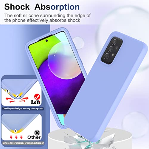 LeYi for Samsung A52 Case, Galaxy A52 5G Case with [2 x Tempered Glass Screen Protector & Lens Protector], Full-Body Shockproof Soft Liquid Silicone Protective Phone Case for Galaxy A52 5G, Violet | The Storepaperoomates Retail Market - Fast Affordable Shopping