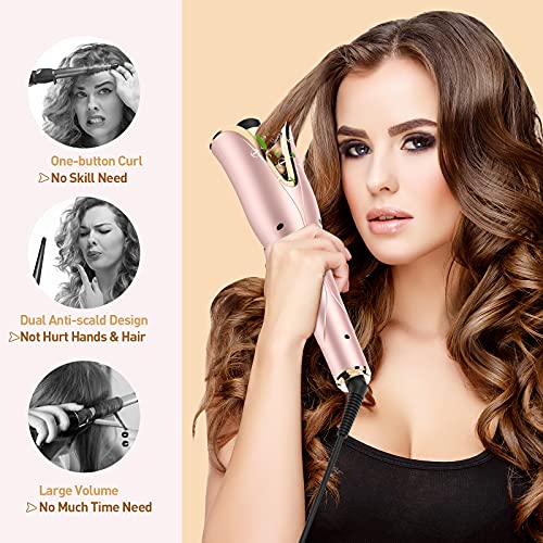 Auto Hair Curler, Automatic Curling Iron Wand with 1″ Large Rotating Barrel & 4 Temps & 3 Timer Settings, Curling Iron with Dual Voltage, Auto Shut-Off, Fast Heating Spin Iron for Hair Styling | The Storepaperoomates Retail Market - Fast Affordable Shopping