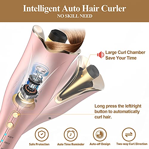 Auto Hair Curler, Automatic Curling Iron Wand with 1″ Large Rotating Barrel & 4 Temps & 3 Timer Settings, Curling Iron with Dual Voltage, Auto Shut-Off, Fast Heating Spin Iron for Hair Styling | The Storepaperoomates Retail Market - Fast Affordable Shopping