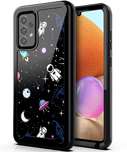 PBRO Case for Samsung Galaxy A32 5G Case,Cute Astronaut Case Dual Layer Soft Silicone & Hard Back Cover Heavy Duty PC+TPU Protective Shockproof Case for Samsung A32 5G -Space/Black.