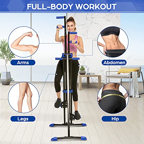 Hurbo Vertical Climber Home Gym Exercise Folding Climbing Machine Exercise Bike for Home Body Trainer Stepper Cardio Workout Training Non Stick Grips Legs Arms Abs Calf Black Blue 5324SB | The Storepaperoomates Retail Market - Fast Affordable Shopping