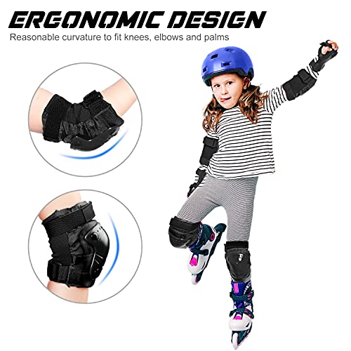 Adkwse Kids Youth Knee Pads Elbow Pads Wrist Guards Protective Gear Set 6 in 1 for Multi Sports Skateboarding Inline Roller Skating Cycling Biking BMX Bicycle Scooter(Black) | The Storepaperoomates Retail Market - Fast Affordable Shopping
