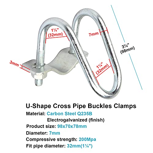 10 PCS Cross-Connector Vertical Pipe Clip Crossover Clamps Tube Buckle Steel Pipe Connector Fixator for Farm, Greenhouse Awning Frame Top Rail Fence Scaffolding Piping, Max Clampable Tube Dia 1 1/4″ | The Storepaperoomates Retail Market - Fast Affordable Shopping