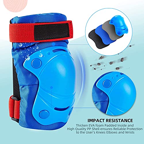Adkwse Knee Pads Elbow Pads Wrist Guards Kids Youth Protective Gear Set 6 in 1 for Multi Sports Skateboarding Inline Roller Skating Cycling Biking BMX Bicycle Scooter(Blue) | The Storepaperoomates Retail Market - Fast Affordable Shopping