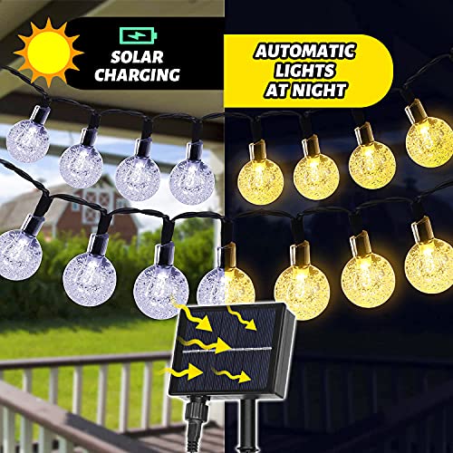 DING.PAI Solar Outdoor String Lights, Waterproof Solar Lights Outdoor with 80 LED Crystal Lamp Beads 8 Switching Modes for Garden Yard Porch Wedding Party Decor (Warm Yellow, 40FT) | The Storepaperoomates Retail Market - Fast Affordable Shopping