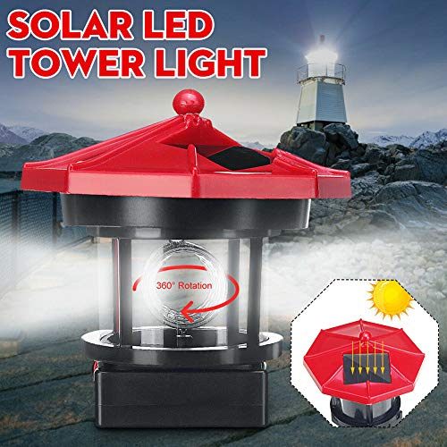 PXRJE Solar Lighthouse，LED Solar Powered Lighthouse，IP65 Waterproof LED Solar Hanging Lamp，360 Degree Rotatable Outdoor Solar Light，Suitable for use in courtyards, lawns, etc(Red,3.74inch) | The Storepaperoomates Retail Market - Fast Affordable Shopping