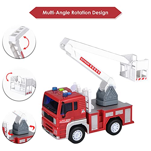 DAMEING Fire Truck Toys, Realistic Fire Engine Toys with Lights and Sounds for Kids 3-12 Year Old Boys Girls, Extending Rotating Ladder Friction Powered Vehicles for Toddler, 1:20 Scale | The Storepaperoomates Retail Market - Fast Affordable Shopping