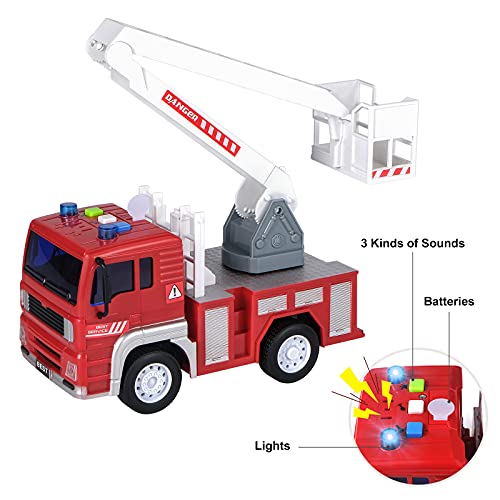 DAMEING Fire Truck Toys, Realistic Fire Engine Toys with Lights and Sounds for Kids 3-12 Year Old Boys Girls, Extending Rotating Ladder Friction Powered Vehicles for Toddler, 1:20 Scale | The Storepaperoomates Retail Market - Fast Affordable Shopping