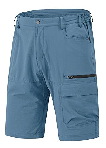 Rdruko Men’s Quick Dry Work Shorts UV Protection Golf Cargo Shorts with Zipper Pockets(Dusty Blue, US 34)