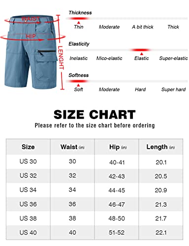 Rdruko Men’s Quick Dry Work Shorts UV Protection Golf Cargo Shorts with Zipper Pockets(Dusty Blue, US 34) | The Storepaperoomates Retail Market - Fast Affordable Shopping