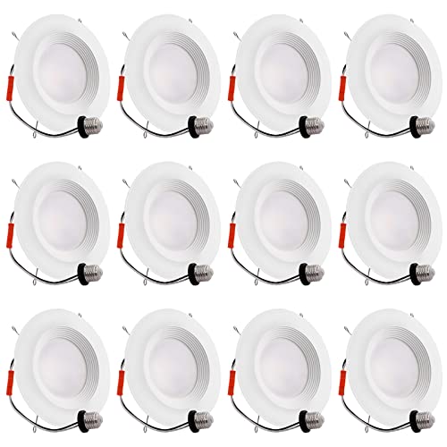Energetic LED Recessed Lighting 6 Inch, 12.5W=100W, Soft White 2700K, 1050LM, Retrofit Downlight, Dimmable Trim Can Lights, Baffle Trim, Damp Rated, ETL, 12 Pack | The Storepaperoomates Retail Market - Fast Affordable Shopping