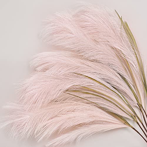Artflower Artificial Pampas Grass, 6Pcs 39.3″ Faux Pampas Branches Tall Reed Grass Decor Fake Reed Phragmites Plants Boho Home Decor Bunches for Home Wedding Party Decor(Champagne)