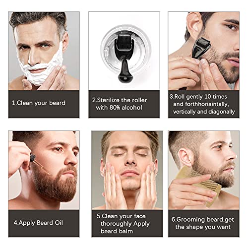 Beard Growth Grooming Kit -Massage Tool for Beard Growth, Beard Growth Serum Oil,Beard Shampoo,Beard Balm and Comb, Beard Styling Tool ,Stimulate Beard and Hair Growth – Gifts for Men Dad Husband Him Boyfriend Brother | The Storepaperoomates Retail Market - Fast Affordable Shopping