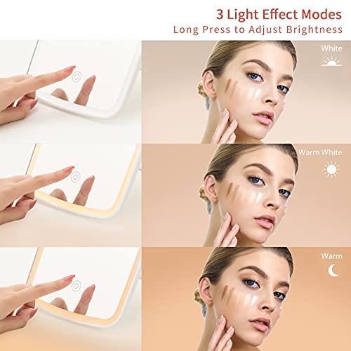 SGUTEN Makeup Mirror Small Desk Mirror with Lights & Magnification, Table Mirror with 10X Magnifying as Travel Mirror, Folding Portable Lighted Vanity Mirror with Lights for Home & Travel,White | The Storepaperoomates Retail Market - Fast Affordable Shopping
