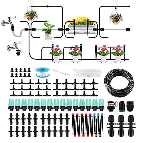 Drip Irrigation Kit Garden Irrigation System 130FT Micro Sprinkler Kit Automatic Watering System with 1/4 inch Blank Distribution Tubing Hose Adjustable Garden Greenhouse Saving Water Drip System Set | The Storepaperoomates Retail Market - Fast Affordable Shopping