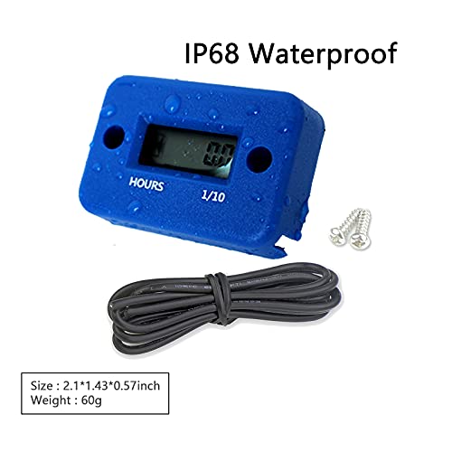 WWNN Imcore Waterproof Digital Inductive Hour Meter LCD Display with Battery Portable Engine Gauge Hour Meter for Motorcycle ATV Boat Offroad Generator Lawn Mower Snowmobile (Blue) | The Storepaperoomates Retail Market - Fast Affordable Shopping