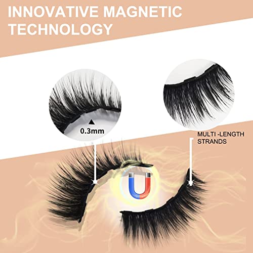 Magnetic Lashes with Eyeliner Kit ，10 Pairs Reusable Magnetic Eyelashes Natural Looking Lashes Pack, 2 Tubes Magnetic Eyeliner, 3D Magnetic Fake Eyelashes Kit With Lash Tweezers, Eyelashes Magnetic | The Storepaperoomates Retail Market - Fast Affordable Shopping