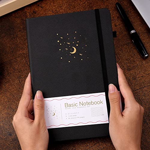 CAGIE Lined Journal Notebook for Work, 196 Pages, Medium 5.7″ x 8.3″, Hardcover Notebook Journal with Pen Loop, (Black Ruled) | The Storepaperoomates Retail Market - Fast Affordable Shopping