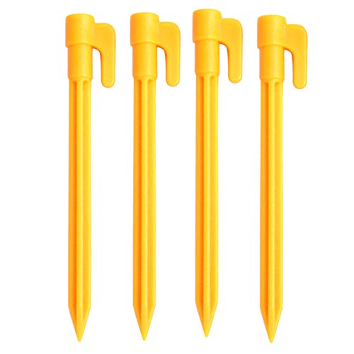 preliked 4Pcs/Set Outdoor Travel Beach Mat Camping Tent Fixed Pegs Nails Stakes Pins for Camping, Hiking Yellow, One Size