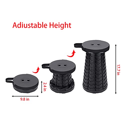 Earworld Portable Telescoping Stool Retractable Folding Stools for Picnic Fishing Hiking, Beach BBQ Outdoor Gardening Golf Bonfire Outdoor Event Travel Collapsible Camping Seat (Black) | The Storepaperoomates Retail Market - Fast Affordable Shopping