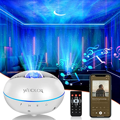 Star Porjector Night Light Galaxy Northern Lighting Lamp with Bluetooth Music Speaker Remote Control Aurora Sky Ambiance for Kids Bedroom Patry Home Decor (White)
