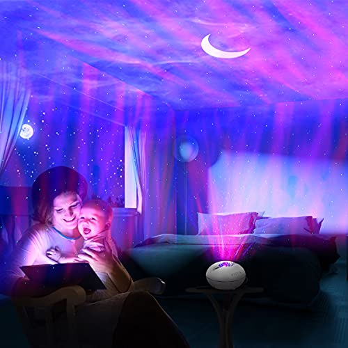 Star Porjector Night Light Galaxy Northern Lighting Lamp with Bluetooth Music Speaker Remote Control Aurora Sky Ambiance for Kids Bedroom Patry Home Decor (White) | The Storepaperoomates Retail Market - Fast Affordable Shopping