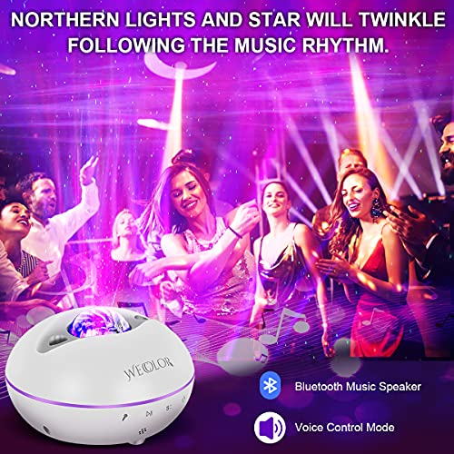 Star Porjector Night Light Galaxy Northern Lighting Lamp with Bluetooth Music Speaker Remote Control Aurora Sky Ambiance for Kids Bedroom Patry Home Decor (White) | The Storepaperoomates Retail Market - Fast Affordable Shopping