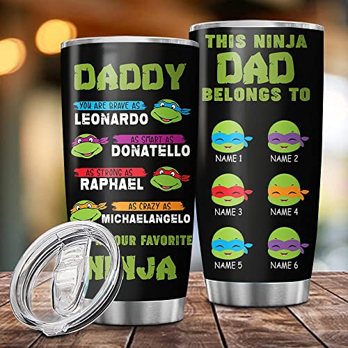 So Many Pets Custom Ninja Turtles Daddy You are Personalized Tumbler Cup Father’s Day Gift, Gift For Dad, Grandpa 20oz Insulated CoffeeTea Tumbler with Lid, White (AMZ-SMP-PETB-MAY2221-01)
