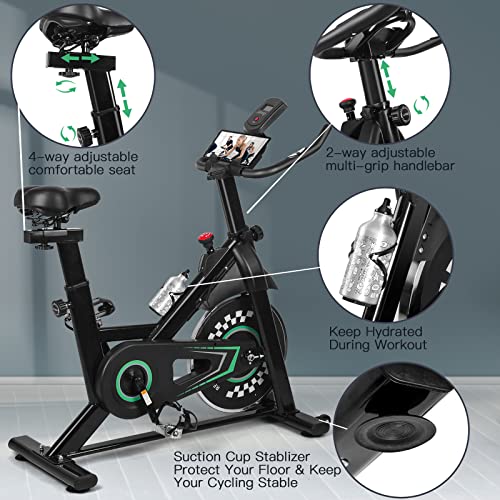 REHOOPEX Exercise Bike, Stationary Bike with Screen, Silent Belt Drive Indoor Cycling Bike with Comfortable Seat Cushion and Heart Rate Sensor for Home GYM | The Storepaperoomates Retail Market - Fast Affordable Shopping
