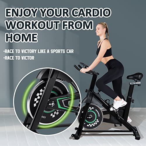 REHOOPEX Exercise Bike, Stationary Bike with Screen, Silent Belt Drive Indoor Cycling Bike with Comfortable Seat Cushion and Heart Rate Sensor for Home GYM | The Storepaperoomates Retail Market - Fast Affordable Shopping