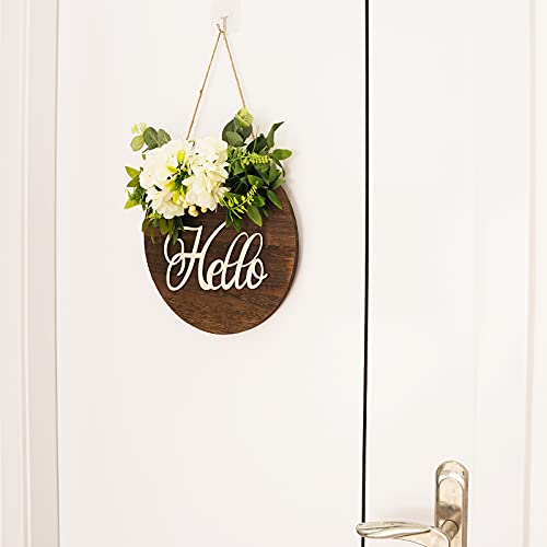 TENGZHEN Door Wreaths Welcome Sign for Front Door Decor Outside Door Flowers Wreaths Hello Door Sign with White Hydrangea Flowers Hanging Sign for Farmhouse Front Porch Door Decorations for Home | The Storepaperoomates Retail Market - Fast Affordable Shopping