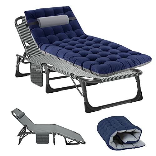 Barbella Folding Camping Cots Sleeping Cots for Adults, Adjustable 4-Position Folding Chaise Outdoor Patio Lounge Chairs, Portable Folding Bed Reclining Chair for Camping Pool Beach Patio Sun Tanning | The Storepaperoomates Retail Market - Fast Affordable Shopping