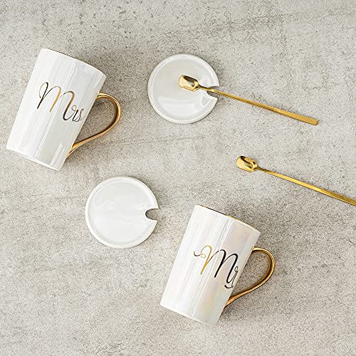 Clapoyis Mr. and Mrs. Ceramic Coffee Mugs, Gifts for Couple Parents Granparents, Bridal Shower Engagement Gift, Newlywed Porcelain Pair Tea Cups Set with Gift Box 13.5oz./400mL | The Storepaperoomates Retail Market - Fast Affordable Shopping