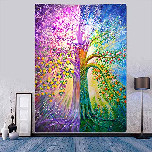 by Unbranded Tree of Life Tapestry 4 Seasons Theme Fruit Flowers Paradise Garden Of Eden Bohemian 71x93inches Tapestry Wall Hanging for Bedroom Living Room Dorm GTZMTY130