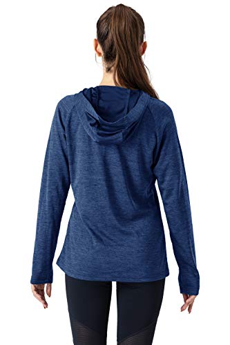 JHMORP Womens Hiking Running Shirts Lightweight Long Sleeve UPF 50+ Sun Protection Hoodie Navy Outdoor Shirt (Navy, M) | The Storepaperoomates Retail Market - Fast Affordable Shopping