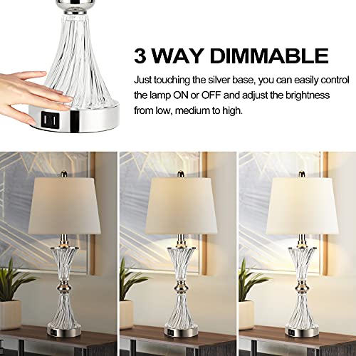 Touch Control Table Lamp for Bedrooms 3 Way Dimmable White Drum Shade Modern Bedsides Nightstand lamp Set of 2 with 2 USB Charging Port(Bulbs Included) | The Storepaperoomates Retail Market - Fast Affordable Shopping