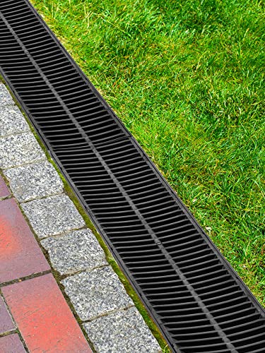 VEVOR Trench Drain System, Channel Drain with Plastic Grate, 5.9×7.5-Inch HDPE Drainage Trench, Black Plastic Garage Floor Drain, 5×39 Trench Drain Grate, with 5 End Caps, for Garden, Driveway-5 Pack | The Storepaperoomates Retail Market - Fast Affordable Shopping