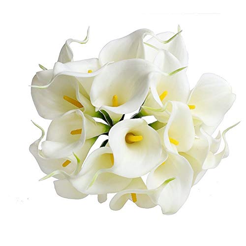 SMLJFO 20pcs Artificial Calla Lily Bridal Bouquet Latex Real Touch Calla Lilies Faux Flower for Wedding Bouquets Home Hotel Garden Party Vases Decor White | The Storepaperoomates Retail Market - Fast Affordable Shopping