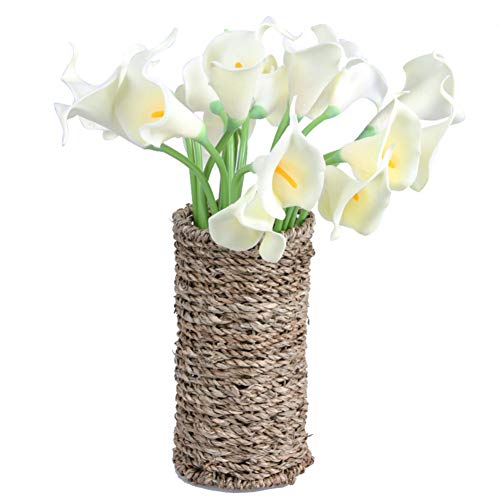 SMLJFO 20pcs Artificial Calla Lily Bridal Bouquet Latex Real Touch Calla Lilies Faux Flower for Wedding Bouquets Home Hotel Garden Party Vases Decor White | The Storepaperoomates Retail Market - Fast Affordable Shopping