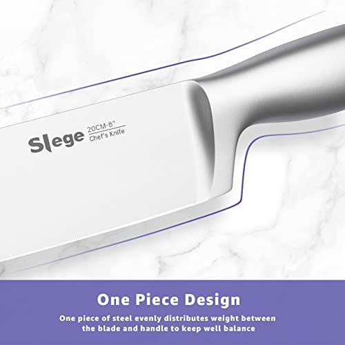 Slege 15pcs Kitchen Knife Set with Built-in Sharpener, One-Piece Design, Stainless Steel Kitchen Knives – Frosted Silver | The Storepaperoomates Retail Market - Fast Affordable Shopping