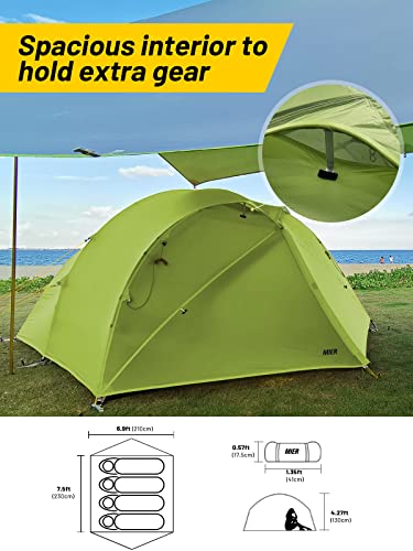 MIER Ultralight Waterproof Backpacking Tent for 4-Person 4 Season, Lightweight Camping Tents Freestanding with Footprint and Aluminum Frame, 2-Door, Easy Setup, Green | The Storepaperoomates Retail Market - Fast Affordable Shopping