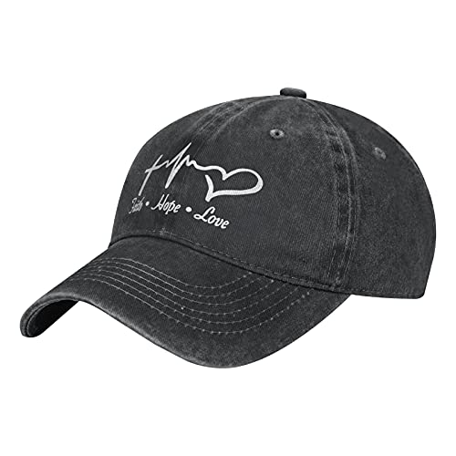 Wisedeal Women’s Faith and Love Hat Adjustable Washed Vintage Baseball Cap for Mom Dad Hats Black | The Storepaperoomates Retail Market - Fast Affordable Shopping