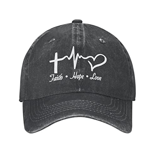 Wisedeal Women’s Faith and Love Hat Adjustable Washed Vintage Baseball Cap for Mom Dad Hats Black | The Storepaperoomates Retail Market - Fast Affordable Shopping